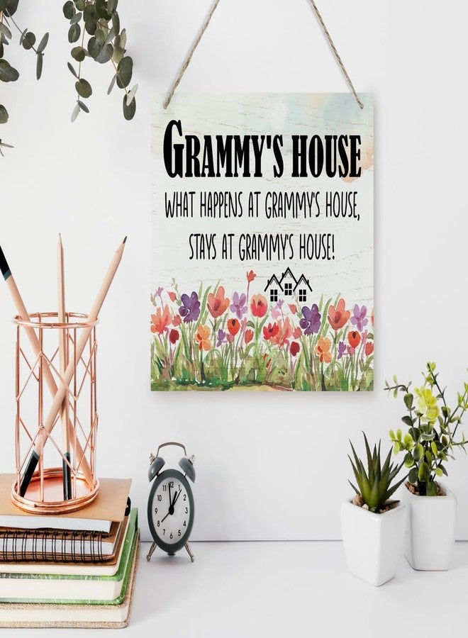 BQL Rustic Sign, Mother's Day Gift, Grandma's Gift, Mom's Gift, Hanging Printed Wood Wall Art Sign Decor, Grammy's House What Happens At Grammy's House, Stays At Grammy's House, Sign Gift for Grandma - Image 3